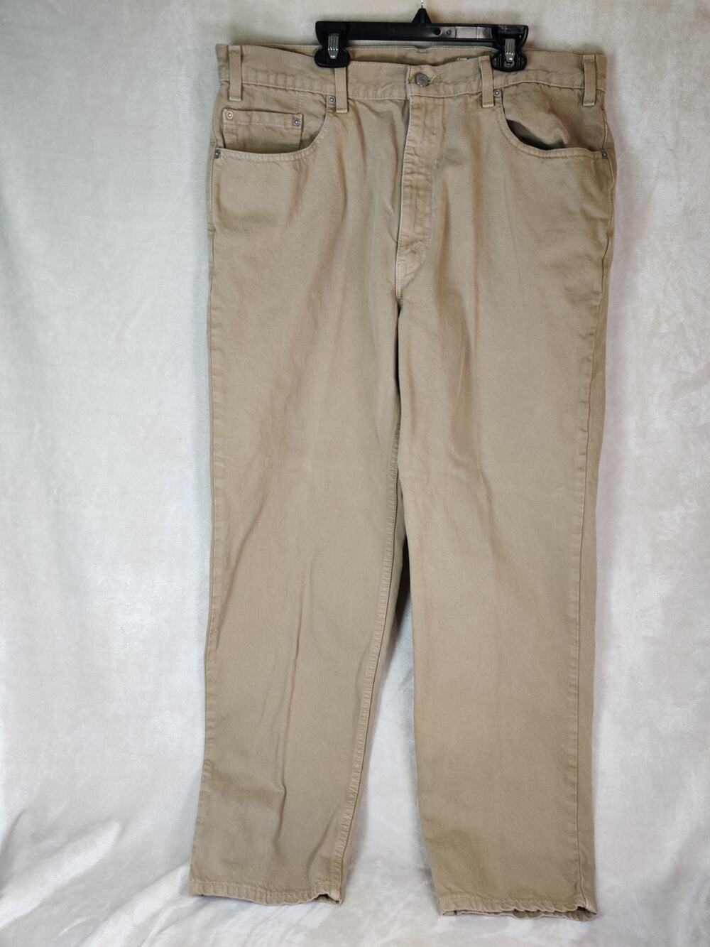 Vintage Levi's 550 Relaxed Fit Jeans Khaki Tan Mens W40 L32 Cotton Made USA